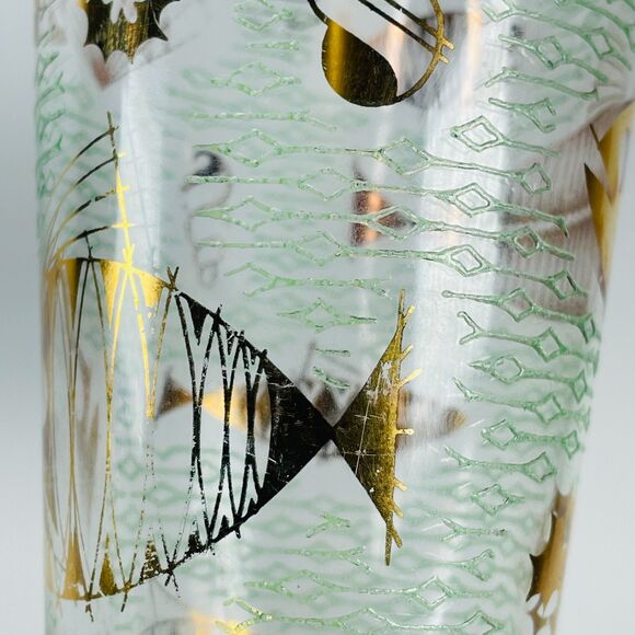 Vtg Libbey Marine Life Pilsner Glass 8.5" Fish Seahorse Aqua Gold Coastal Bar - Picture 8 of 12